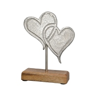 ARTELIBRE Διακοσμητικό Καρδιά 'Love' Σε Βάση Ασημί/Φυσικό Αλουμίνιο/Ξύλο 5x10x17cm