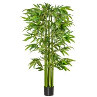 HOMCOM Τεχνητό φυτό μπαμπού ύψος 160cm με μαύρο βάζο για εσωτερικούς και εξωτερικούς χώρους - Πράσινο