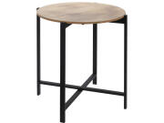 Aria Trade Μεταλλικό στρογγυλό τραπέζι Σαλονιού side table με μεταλλικά πόδια και ξύλινη επιφάνεια, 40x45 cm