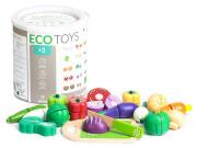 Εcotoys Σετ 20 Ξύλινων Λαχανικών Με Μαγνήτη σε Δοχείο Αποθήκευσης 18x18x19 cm, TL87113