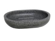 Οβάλ Σαπουνοθήκη σε Ρητίνη Soap Dish σε Γκρι χρώμα, 12x9x2.5 cm