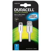 Duracell Καλώδιο Σύνδεσης USB 2.0 USB A σε Micro USB 1m Λευκό