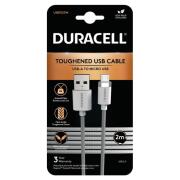 Καλώδιο Σύνδεσης USB 2.0 Duracell Braided Kevlar USB A σε Micro USB 2m Λευκό