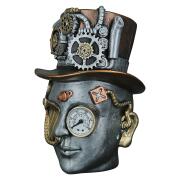 ARTELIBRE Διακοσμητικό Steampunk Γυναικείο Πρόσωπο Ασημί Polyresin 18x16x20cm