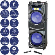 Akai DJ-S5H Φορητό ηχείο με μίκτη, διπλό Bluetooth, LED, 2 USB, 2 SD, 2 Aux-In και μικρόφωνο – 400 W