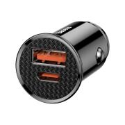 Baseus Car Charger USB/Type-C PD+QC 30W Black