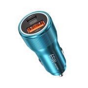 Car Charger WK 65W PD+USB QC3.0 Blue WP-C31