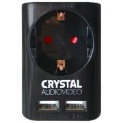 CRYSTAL AUDIO SU-1 BLACK ΜΟΝΟΠΡΙΖΟ + 2xΘΥΡΕΣ USB 2.4A