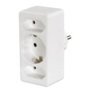 Hama 3-Way Multi-Plug, 2 Euro/1 Earthed Socket, white