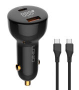 LDNIO φορτιστής αυτοκινήτου C101 με καλώδιο USB/USB-C 100W PD μαύρος