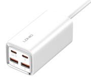 LDNIO σταθμός φόρτισης A4610C 2x USB-C & 2x USB 65W PD/QC λευκός