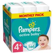 Pampers Active Baby Πάνες Με Αυτοκόλλητο No 4+ 10-15Kg Monthly Box 164τμχ