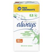 ALWAYS Cotton Normal (μέγεθος 1) Σερβιέτες Με Φτερά 22 Τμχ - 83745589