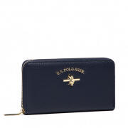 US Polo Assn. Πορτοφόλι με φερμουάρ 19x2x10cm σειρά Stanford Navy Blue