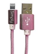 Simply Καλώδιο Data USB to MFI Lightning USB 1,5m Πλεκτό Ροζ