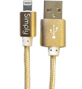 Simply Καλώδιο Data USB to MFI Lightning USB 1,5m Πλεκτό Χρυσαφί