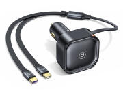 USAMS φορτιστής αυτοκινήτου US-CC220 με καλώδιο 2x USB-C 30W μαύρος