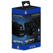 PS4 4GAMERS TWIN CHARGING DOCK & CLEANING CLOTH BLACK