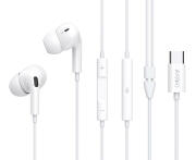 CELEBRAT earphones με μικρόφωνο E300 USB-C σύνδεση Φ10mm 1.2m λευκά