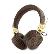 Guess Metal Logo Ασύρματα Bluetooth On Ear Ακουστικά με 6 ώρες Λειτουργίας Καφέ