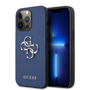 Guess Saffiano 4G Metal Logo Back Cover Πλαστικό Μπλε (iPhone 13 Pro)