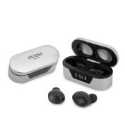 Guess Classic Logo In-ear Bluetooth Handsfree Ακουστικά με Θήκη Φόρτισης Ασημί