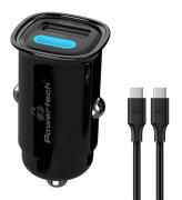 POWERTECH φορτιστής αυτοκινήτου PT-1229 καλώδιο USB/USB-C 30W μαύρος