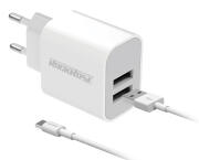 ROCKROSE φορτιστής τοίχου RRTCC02CEU καλώδιο USB-C 2x USB 12W λευκός