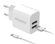 ROCKROSE φορτιστής τοίχου RRTCC02MEU καλώδιο Micro 2x USB 12W λευκός