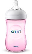 Philips Avent Μπιμπερό Πλαστικό Natural Ροζ με Θηλή Σιλικόνης Αργής Ροής 1m+ 260ml SCF034/17