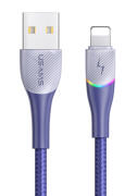 USAMS καλώδιο Lightning σε USB SJ541 με RGB φωτισμό 2.4A 1.2m μπλε