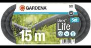 Gardena Λάστιχο Υφασμάτινο  Liano Life 1/2"-15m Σετ με Ακροφύσιο & συνδέσμους OGS 18445-20
