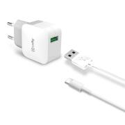 Celly Travel Adapter 2.4A Kit Usb Type -C Cable White