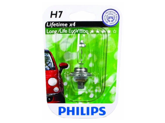 Philips Λάμπα Αυτοκινήτου H7 LongLife EcoVision 55W 1500LM Lifetime x4, 36200