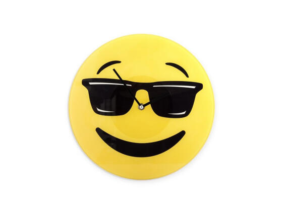 Emoticon Διακοσμητικό Γυάλινο Ρολόι Τοίχου 30cm Cool, V0000150