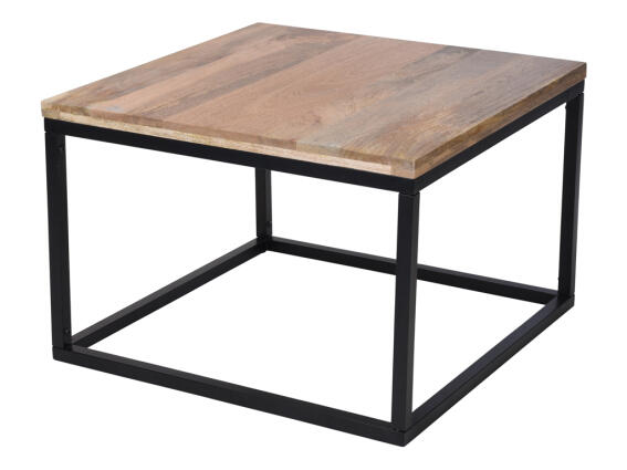 Μεταλλικό Τραπεζάκι Σαλονιού Side table, με Μαύρη μεταλλική βάση και ξύλινη επιφάνεια,  70x70x48 cm