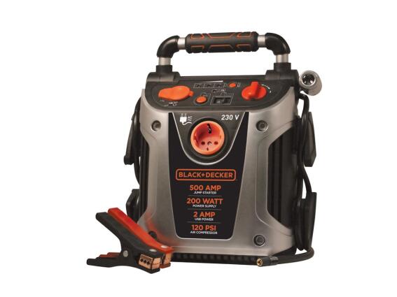 Black & Decker Jump starter Εκκινητής Μπαταρίας Αυτοκινήτου 500Α με Aεροσυμπιεστή 120 psi