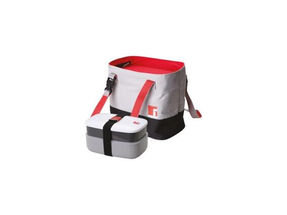 Φαγητοδοχείο Lunchbox και Τσάντα Lunchbag σε γκρι χρώμα, 22x5.5x22 cm, Bergner BG-5757-RD