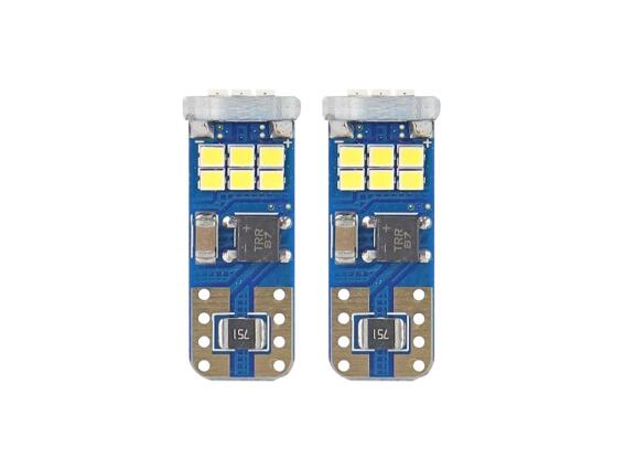 Amio Σετ λάμπες αυτοκινήτου Canbus T10 W5W, led 5600K, ψυχρό λευκό 12-24V 2.2W, 9x6x2 cm, 01292