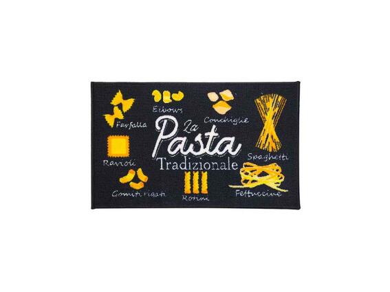 Χαλάκι κουζίνας με σχέδιο pasta, σε μαύρο χρώμα, 75x45x0.5 cm