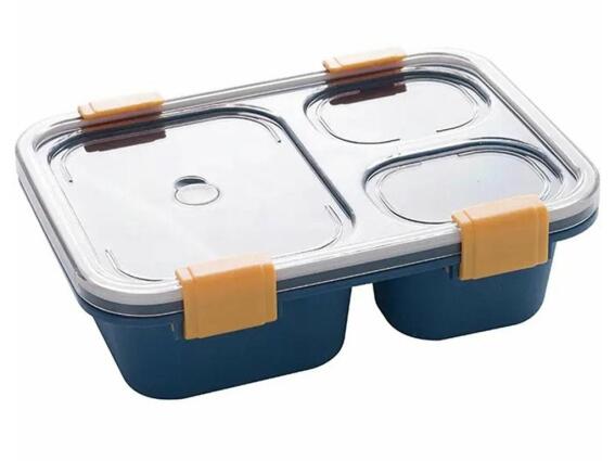 Aria Trade Φαγητοδοχείο Lunchbox χωρητικότητας 850ml με Χωρίσματα από Πλαστικό σε Μπλε χρώμα, 20.6x15.1x6.5 cm