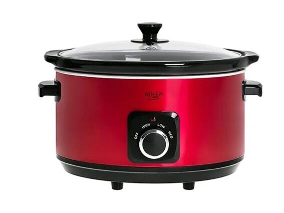 Adler Ψηφιακή Κατσαρόλα Slow Cooker Χωρητικότητας 5.8lt και Ισχύος 290W με Γυάλινο Καπάκι, AD 6413r