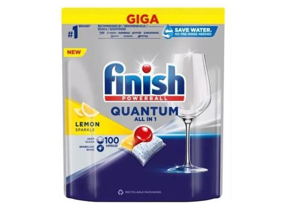 Finish Powerball Quantum All in One Giga Pack 100 Κάψουλες Πλυντηρίου Πιάτων με Άρωμα Λεμόνι