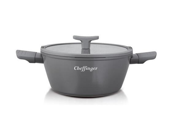 Cheffinger Κατσαρόλα 24 cm 3.5lt Induction με Αντικολλητική Επίστρωση από Γρανίτη και Καπάκι, CSP24