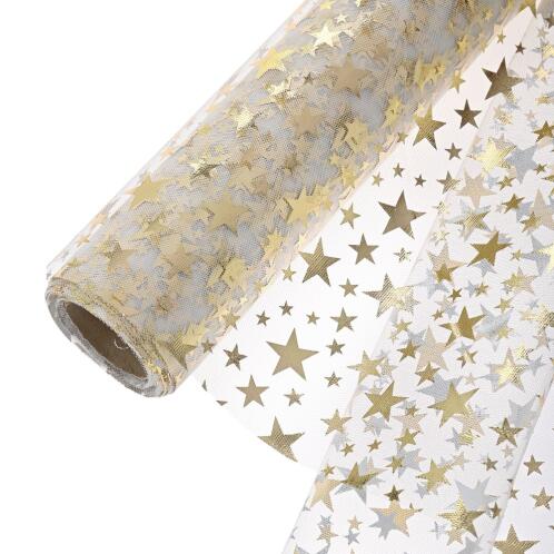 ΡΟΛΛΟ TULLE METALLIC BIG STARS 50cmX9m ΧΡΥΣΟ