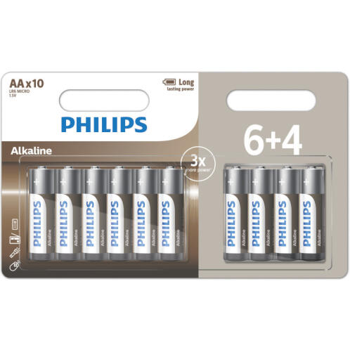 Philips Μπαταρίες Αλκαλικές AA 1.5V LR6A10BP/GRLong Lasting Power 10τμχ