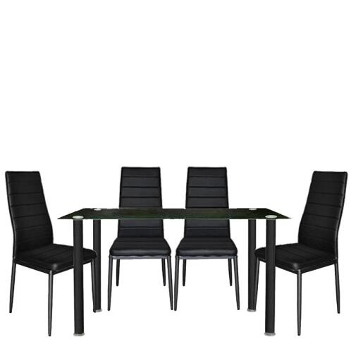 ESmarket Σετ Τραπεζαρίας (4+1) ZELD Μαύρο 120x70x75cm