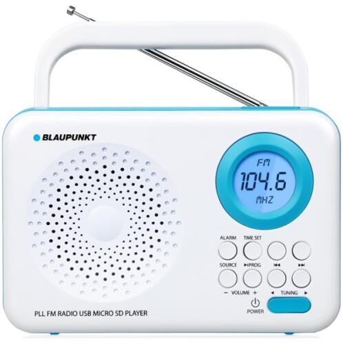 Blaupunkt Φορητό ραδιόφωνο FM PLL, SD / USB / AUX/ξυπνητηρι (Λευκο)