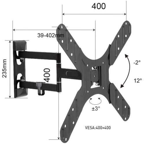 Osio OSM-7836 Βάση τηλεόρασης 17" - 47" VESA 400 x 400