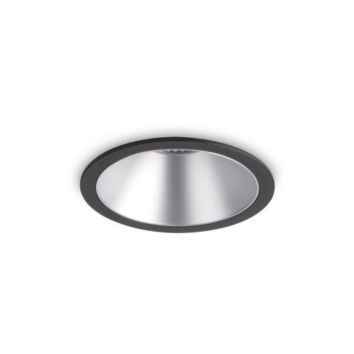 Ideal Lux Downlight Φωτιστικό Χωνευτής Τοποθέτησης Μονόφωτο Game Round 192321 11W Μαύρο Ασημί